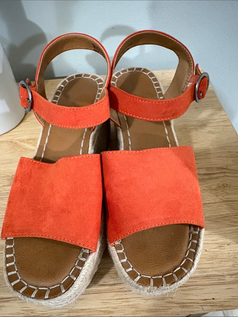 Target Orange Suede Espadrille Sandals with Ankle Strap